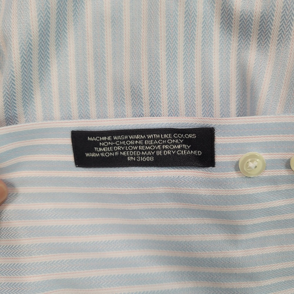 Jos A Bank Signature Collection Tailored Fit Dress Shirt 17.5 34 Blue Stripe - Picture 11 of 11